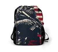 Bigfoot Holding Rifle U.S. Flag Gym Drawstring Bag with Shoe Compartment