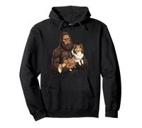 Bigfoot Holding Shetland Sheepdog Pullover Hoodie