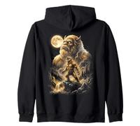 Bigfoot Howling at the Moon Meme Sasquatch Zip Hoodie