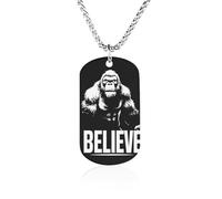 Bigfoot I Believe Sasquatch Fashion Memorial Necklaces Printed Titanium Steel Pendant Jewelry Novelty Picture Necklace Dog Tags for Men Women