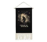 Bigfoot If They Ask You Never Saw Me Hanging Wall Art Poster Cotton Linen Picture for Home Decor with Tassel