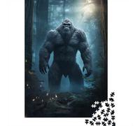 Bigfoot in Forest 1000-Piece Jigsaw Puzzle for Adults, 70x50cm/1000pcs, White Cardboard, Relaxing Indoor Activity And Evening Downtime