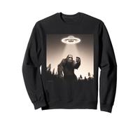 Bigfoot in selfie mode with UFOs funny weird Sweatshirt