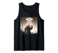 Bigfoot in Selfie Mode with UFOs Funny Weird Tank Top