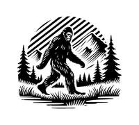 Bigfoot in The Forest Striding Through The Wilderness Fine Carving Stickers 42x47.4cm Tattoo Culture Black