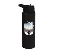 Bigfoot in the Snow in the Mountains with Winter Landscape Stainless Steel Insulated Water Bottle