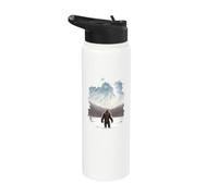 Bigfoot in the Snow in the Mountains with Winter Landscape Stainless Steel Insulated Water Bottle