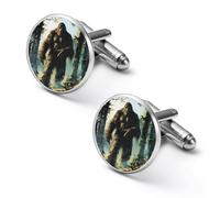 Bigfoot In The Woods Men Cufflinks Shirt Cuff Links Business Tuxedo Studs Wedding