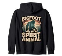 Bigfoot Is My Spirit Animal Funny Forest Nature Design Zip Hoodie