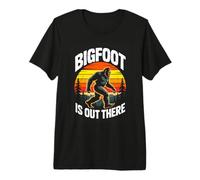 Bigfoot is Out There Retro Forest Sunset Premium T-Shirt