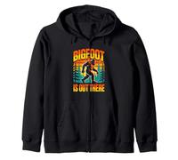 Bigfoot Is Out There Retro Sasquatch Forest Zip Hoodie