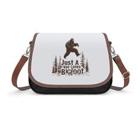 Bigfoot Just A Who Loves Sasquatch Leather Crossbody Bag Messenger Shoulder Bags Purse for Women