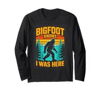 Bigfoot Knows I was Here Camping Hiking Funny Long Sleeve T-Shirt
