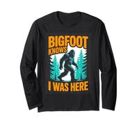 Bigfoot Knows I was Here Funny Camping Hiking Long Sleeve T-Shirt