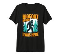 Bigfoot Knows I was Here Funny Camping Hiking Premium T-Shirt