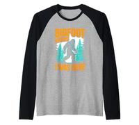 Bigfoot Knows I was Here Funny Camping Hiking Raglan Baseball Tee