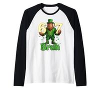 Bigfoot Leprechaun 6 7 St Patrick’s Day Design Raglan Baseball Tee