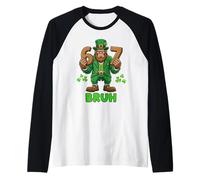 Bigfoot Leprechaun 6 7 St Patrick’s Day Design Raglan Baseball Tee
