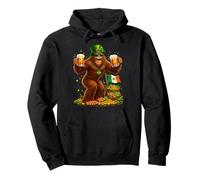 Bigfoot Leprechaun Shamrock Sasquatch St Patrick's Day Pullover Hoodie
