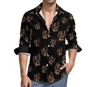 Bigfoot Let's Rock Men's Long Sleeve Button Down Shirts Casual Regular Fit Shirt with Pocket
