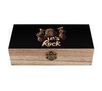 Bigfoot Let's Rock Wooden Storage Box Decorative Keepsake Boxes Jewelry Organizer Gifts with Hinged Lid