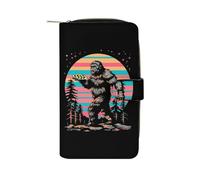 Bigfoot LGBT-Q Sasquatch Pizza Fashion Wallet Credit Card Holder Slim Coin Pocket Purse Handheld Phone Bags for Women Men 8×4.5×1.5 Inches