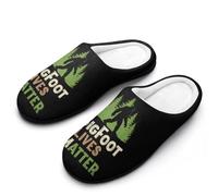 Bigfoot Lives Matter Men's House Slippers Memory Foam Washable Cotton Slip on Home Shoes