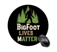 Bigfoot Lives Matter Round Gaming Mousepad Rubber Base Desk Mat for Office Laptop Computer