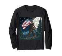 Bigfoot Marching USA Proud Under a Full Moon Long Sleeve T-Shirt