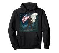 Bigfoot Marching USA Proud Under a Full Moon Pullover Hoodie