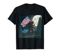 Bigfoot Marching USA Proud Under a Full Moon T-Shirt