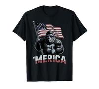 Bigfoot Merica Thumbs Up American Flag Patriotic 4th Of July T-Shirt