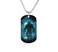 Bigfoot Moonlight Lakeside Forests Metal Pendant Necklace Chain Personalized Graphic Jewellery