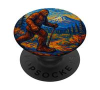 Bigfoot Mount St Helens in Style of Van Gogh's Starry Night PopSockets Adhesive PopGrip
