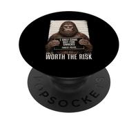Bigfoot Mugshot I Only Come Out for Snacks Worth the Risk PopSockets Adhesive PopGrip