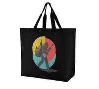 Bigfoot Musician with Guitar Large Tote Bag Reusable for Shopping