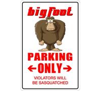 Bigfoot Parking Only Funny Vintage Metal Sign Poster 8X12 Inches