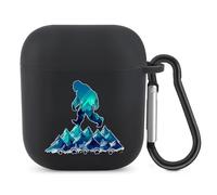 Bigfoot Pawprint Sasquatch Mountains Bluetooth Headset Cover Earbuds Case TPU Headphone Protective Compatible with Airpods 1/2 Black-Color