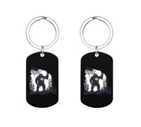 Bigfoot Peace Sign U.S. Flag Sasquatch Personalized Metal Key Tags with Labels Keychain Stainless Steel Key Rings Signs