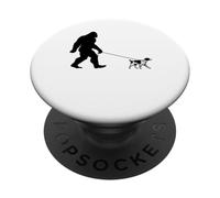 Bigfoot pet Brittany spaniel and sasquatch walking funny PopSockets Adhesive PopGrip