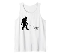 Bigfoot pet Brittany Spaniel and Sasquatch Walking Funny Tank Top
