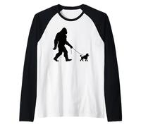 Bigfoot pet Poodle and Sasquatch Walking Dog Lover Women Men Raglan Baseball Tee