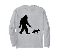 Bigfoot pet Siberian Husky and Sasquatch Walking Dog Lover Long Sleeve T-Shirt
