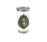 Bigfoot Pine Trees | Retro Sasquatch Forest Nature Face Stainless Steel Insulated Tumbler