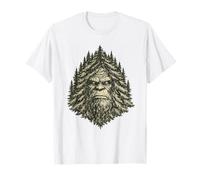 Bigfoot Pine Trees | Retro Sasquatch Forest Nature Face T-Shirt