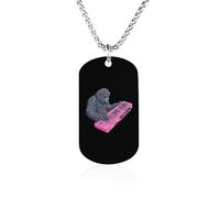 Bigfoot Playing Electric Piano Metal Pendant Necklace Chain Personalized Graphic Jewellery