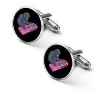 Bigfoot Playing Electric Piano Round Cufflinks for Men Classic Cuff Links Jewellery for Wedding Business Party