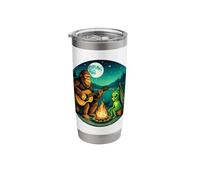 Bigfoot Playing Guitar Alien UFO Campfire Sasquatch Funny Stainless Steel Insulated Tumbler