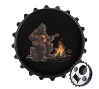 Bigfoot Playing Guitar by Campfire 2 in 1 Magnetic Beer Bottle Opener Fridge Magnets Easy Storage Gift for Men Women Black-Style