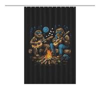 Bigfoot Playing Guitar Camping Shower Curtain Waterproof Polyester Fabric Stylish Pattern for Bathroom Tub Shower Divider